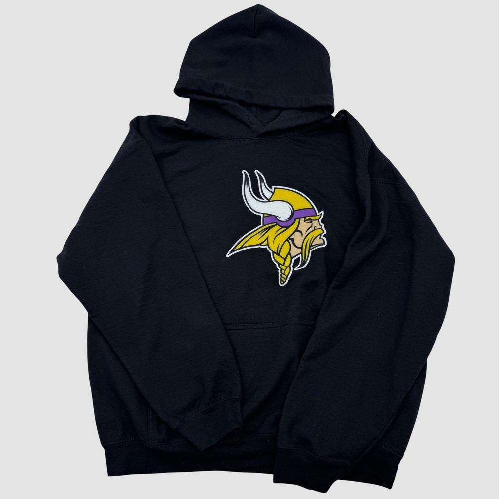 NFL Team Apparel Minnesota Vikings Hoodie Mens Large Black Sweatshirt L Logo L